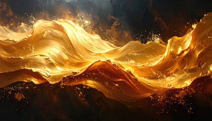 Abstract strokes of gold paint effect