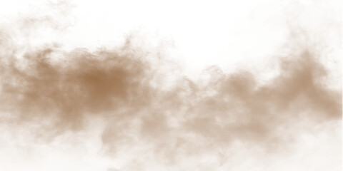 Dust sand soil smoke cloud particles isolated on transparent white background. Brown sandstorm smog sand dust explosion rising. Design elements for Compositing, covering, overlay, PNG © Graphicsworld