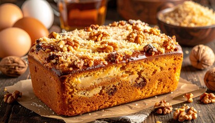 Walnut loaf on a wooden surface