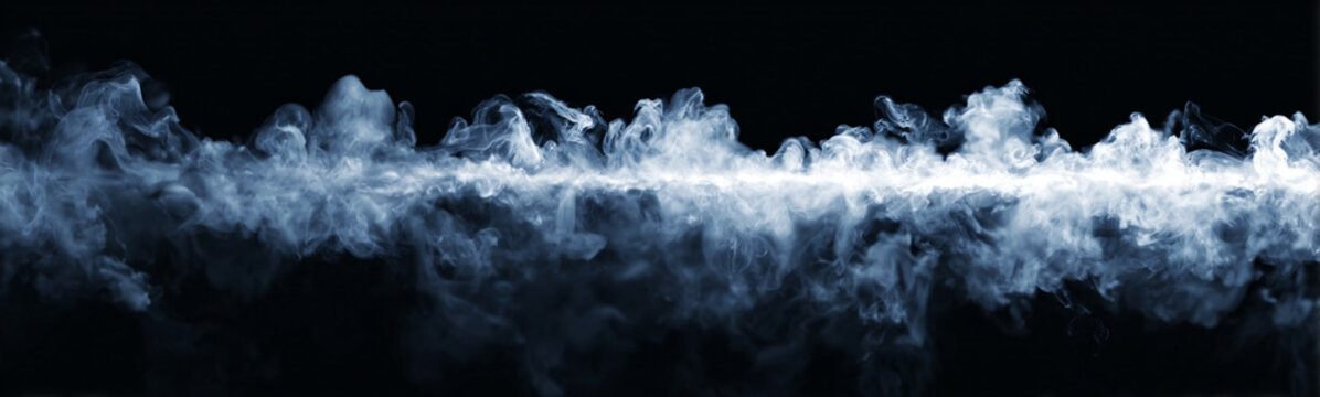 Misty tendrils of smoke swirl in delicate spirals, forming a soft, dreamlike pattern. The transparent background emphasizes the gentle flow of the fog. PNG background.