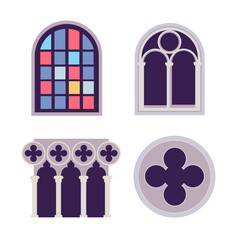 set of european old style windows