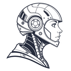 Vector art of female cyborg