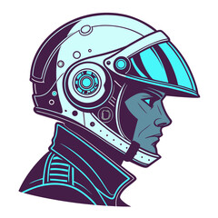 Vector art of futuristic cyborg with helmet