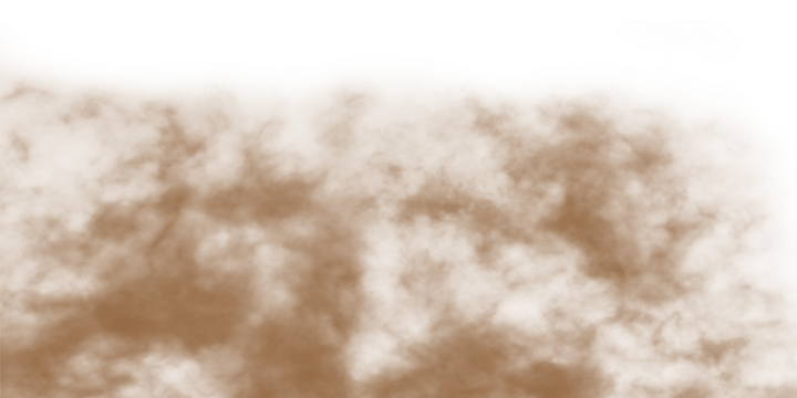 Dust sand soil smoke cloud particles isolated on transparent white background. Brown sandstorm smog sand dust explosion rising. Design elements for Compositing, covering, overlay, PNG