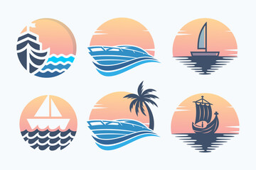 Cruise ship logo design illustration. Sea transportation ship silhouette. vector illustration