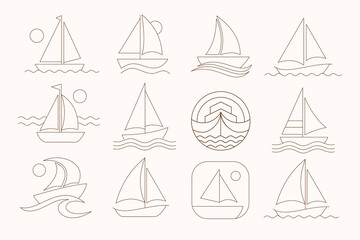 Ship logo, nautical sailing boat icon design . vector illustration