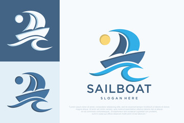 Freight shipping ship logo design , logistics ship, delivery express cargo ship. vector illustration