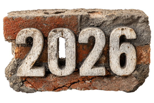 2026 Numbers Made of Cracked Concrete - Powered by Adobe