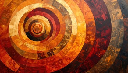 Abstract warm-tone spiral painting