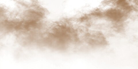 Dust sand soil smoke cloud particles isolated on transparent white background. Brown sandstorm smog sand dust explosion rising. Design elements for Compositing, covering, overlay, PNG