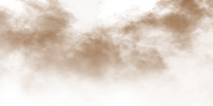 Dust sand soil smoke cloud particles isolated on transparent white background. Brown sandstorm smog sand dust explosion rising. Design elements for Compositing, covering, overlay, PNG