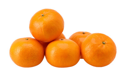 Pile of orange fruits (mandarin oranges) isolated, transparent PNG, PNG format, cut out