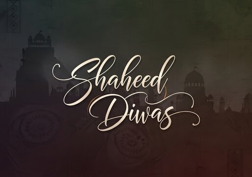 Shaheed diwas tribute design with historic monument silhouettes and elegant script for commemorative poster