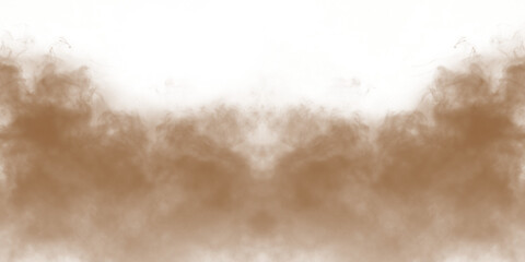 Dust sand soil smoke cloud particles isolated on transparent white background. Brown sandstorm smog sand dust explosion rising. Design elements for Compositing, covering, overlay, PNG