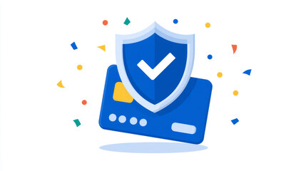 Secure Credit Card with Shield Checkmark Icon