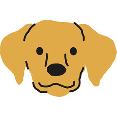 Simple Cartoon Golden Retriever Dog Face Illustration With Black Outline And Details On Transparent Background