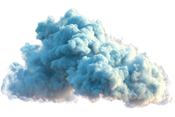 Fluffy cloud with blue tint, against black