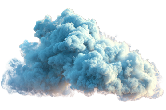 Fluffy cloud with blue tint, against black