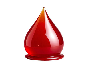 Fototapeta premium Gleaming, realistic drop of red fluid with highlights, set against a dark background
