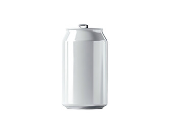 Plain white aluminum beverage can isolated on black