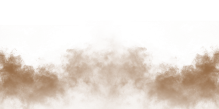 Dust sand soil smoke cloud particles isolated on transparent white background. Brown sandstorm smog sand dust explosion rising. Design elements for Compositing, covering, overlay, PNG