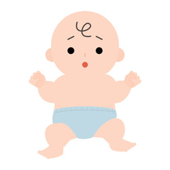 キョトンとしたおむつ姿の赤ちゃん