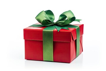 Fototapeta premium Gift box ribbon green red.