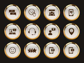 feedback gold rimmed vector icons. feedback icon set for web, mobile apps, ui design and print