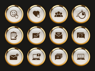feedback gold rimmed vector icons. feedback icon set for web, mobile apps, ui design and print