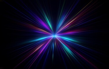 Abstract background with bright neon lines radiating from the center.