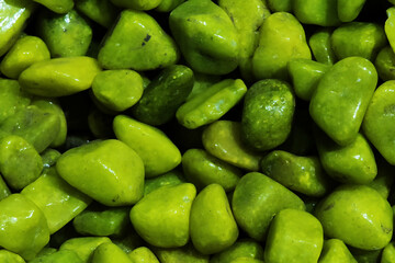 Close-up Green Polished Stones Texture Background