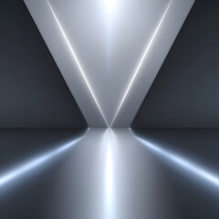 An abstract minimalist geometric studio background with bright lights and a reflective surface