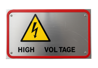 Isolated High Voltage Signage Warns of Danger in Industrial and Workplace Electrical Safety Areas