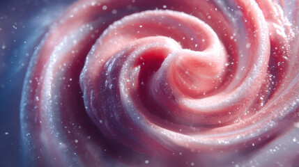 Strawberry Ice Cream Swirl with Sugar Particles – Sweet Frozen Dessert Macro Video