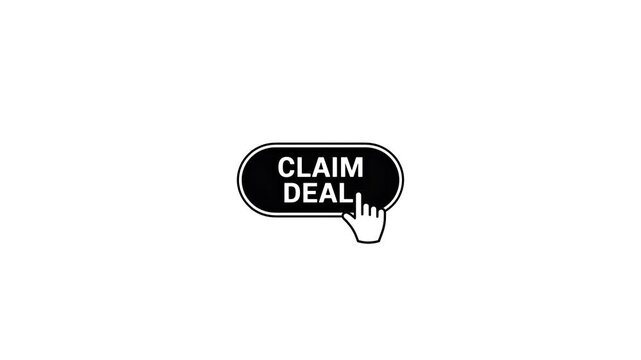 Claim Deal Button Click Animation : Smooth UI motion graphic showing interactive deal button press effect on white background