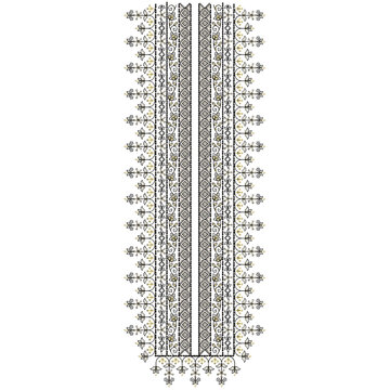 Isolated asian indian embroidery neckline and lace border design , daman design and all over shirt front design women wear for digital and textile print on fabric.
