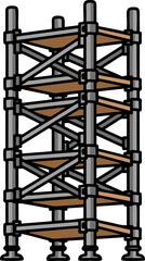 Fototapeta premium Cartoon Scaffolding Structure with Brown Shelves and Gray Metal Frame