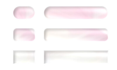 Liquid glass morphism Set of neumorphic UI elements soft pink and white buttons and bars modern design for mobile app and website