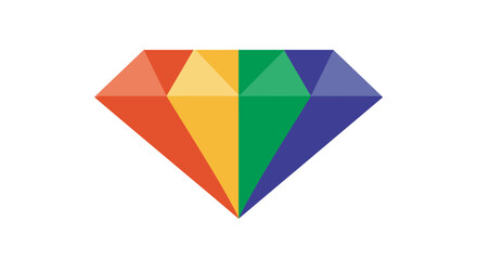 Colorful gemstone diamond shape with rainbow prism facets symbolizing diversity lgbtq pride and precious jewel luxury isolated on white background