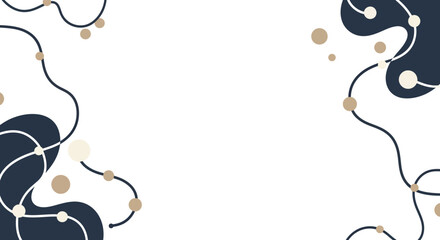 Abstract organic shapes and connecting lines evoke networked ideas and modern design with subtle dots and curves for a clean aesthetic isolated on white background