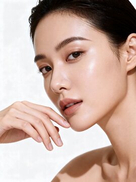 Portrait of a asia woman show fresh skin