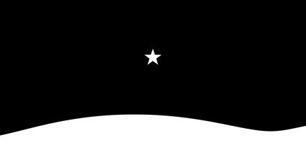 Minimalist night sky scene with a lone star shining above a snowy landscape during twilight or darkness isolated on white background