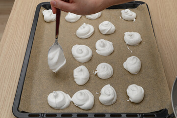Making homemade shortbread meringue cookies