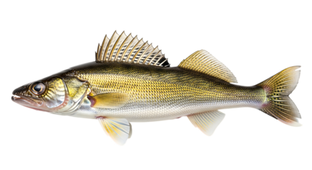 Single walleye fish isolated on transparent background
