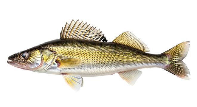 Single walleye fish isolated on transparent background
