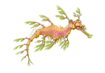 Isolated Leafy Seadragon illustration against a clean background, perfect for design use
