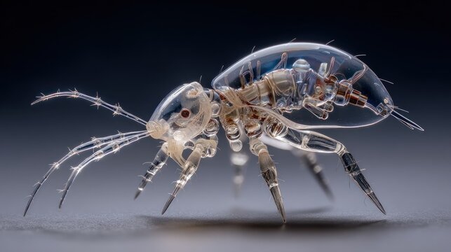 Copepod crustacean with transparent background