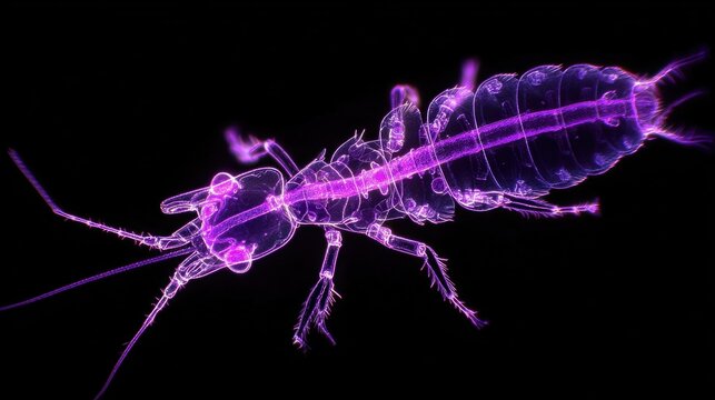 Copepod crustacean with transparent background