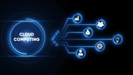 Cloud Computing Network Digital Technology Data Flow Business Growth Innovation Teamwork Financial Success - Powered by Adobe