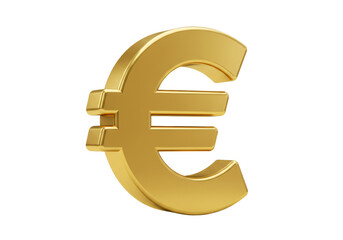 Isolated golden euro sign, shiny money symbol, currency of European Union, investment asset